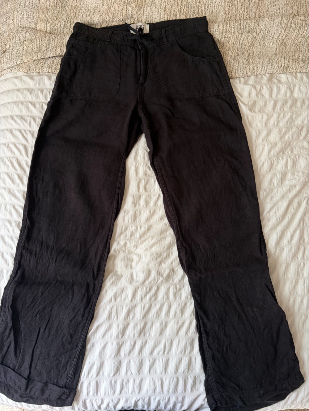 Urban Outfitters BDG Black Casual Linen-Blend Wide-Leg Pants - Picture 2 of 5